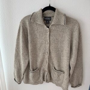 Woolrich Taupe Button-Up Cardigan